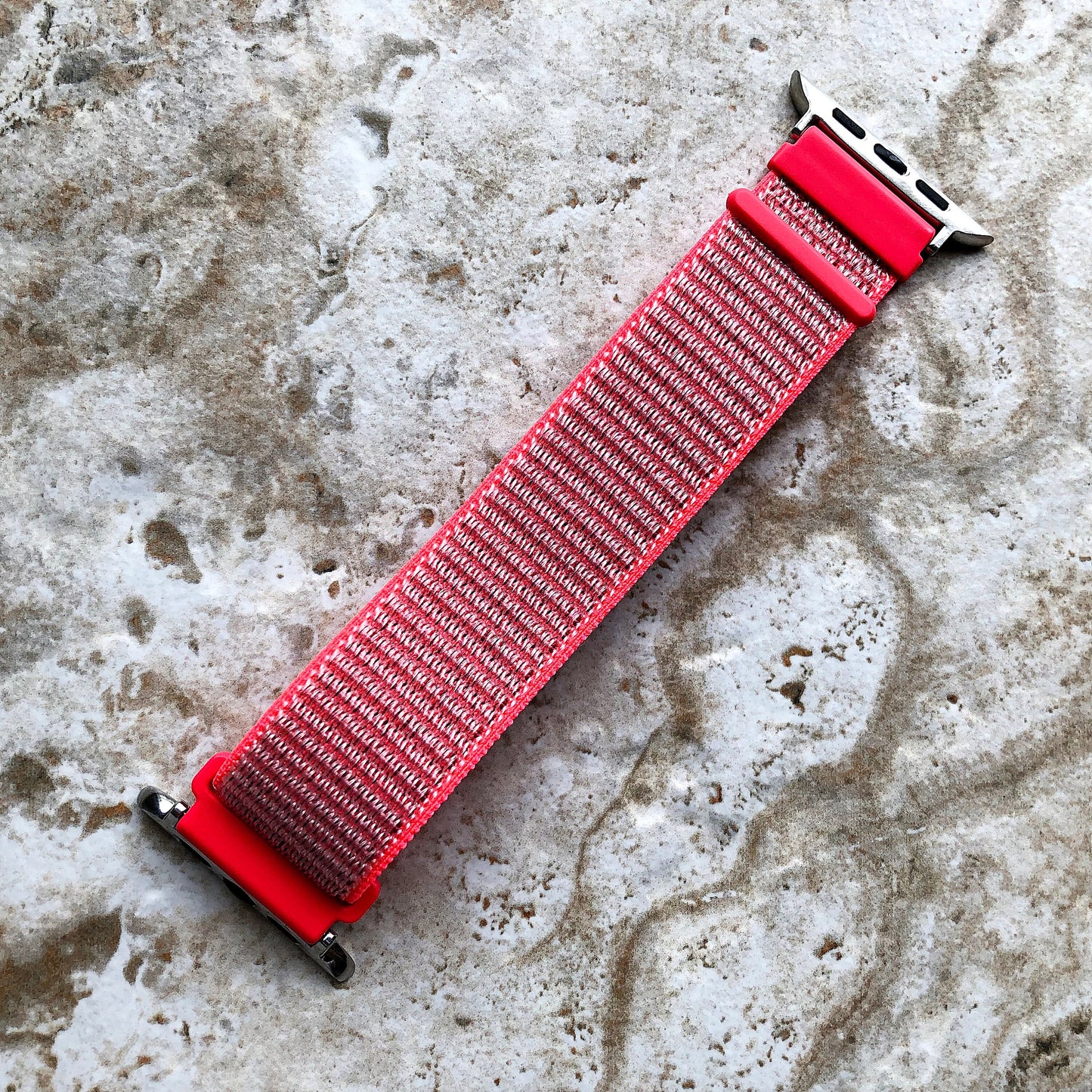 Apple Hot Pink Band Loop and Hook for iWatch Ultra 2 9 8 7 SE 6 5 4 3 2 1 Series 38mm 40 41 42mm 44mm 45mm 49mm Sport Strap Soft Nylon Weave