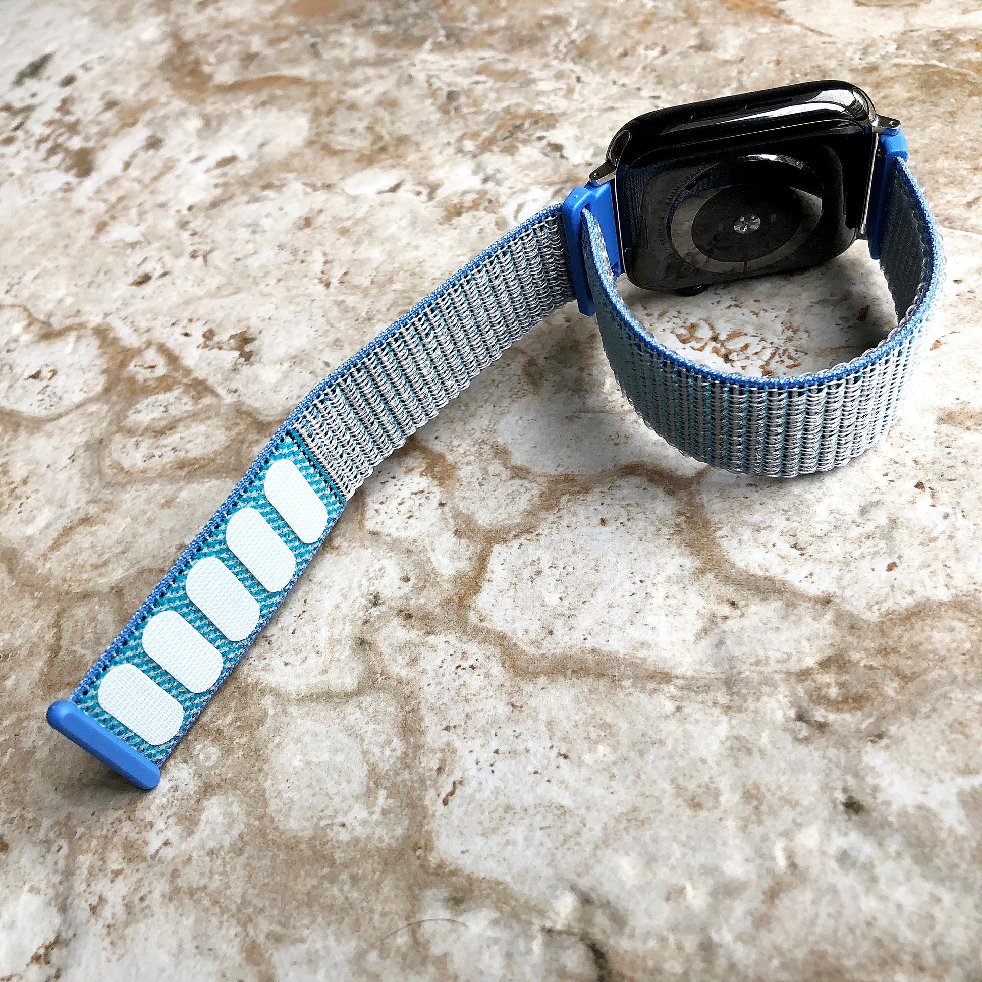Apple Light Blue Band Loop and Hook for iWatch Ultra 2 49mm and 9 8 Series 41mm 45mm Case Adjustable Sports Strap Soft Nylon Weave