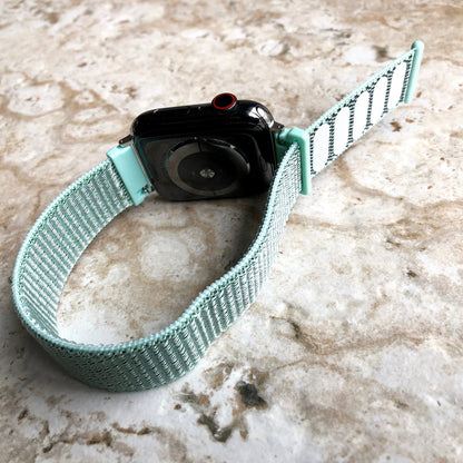 Apple Marine Green Band Loop and Hook for iWatch Ultra 2 49mm and 9 8 Series 41mm 45mm Case Adjustable Sport Strap Soft Nylon Weave