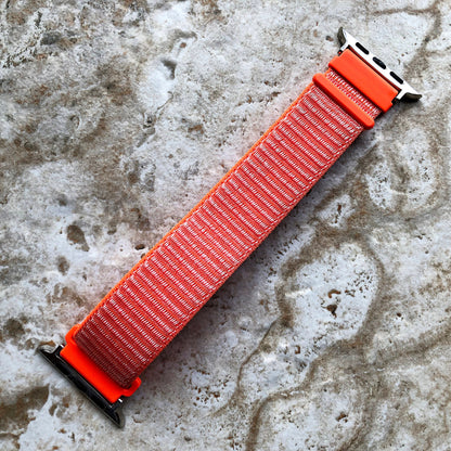 Apple Watch Spicy Orange Band Loop and Hook for iWatch All Series 38mm 40mm 41mm 42mm 44mm 45mm 49mm Sport Adjustable Strap Soft Nylon Weave