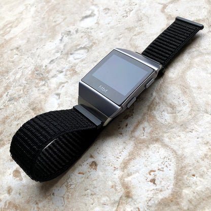 Fitbit Ionic Black Sports Loop n Hook Band Strap for Watch Band Strap Adjustable with Quick Release Adapters Silver Rose Gold Black