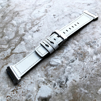Fitbit Ionic White Color Soft Leather Band Strap with White Stitches for Watch Band Strap Quick Release Adapters in Silver Rose Gold Black