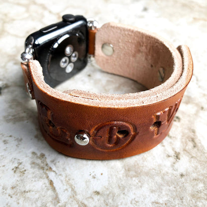 Apple Love Brown Band Adjustable for iWatch Ultra 2 9 8 7 SE 6 5 4 3 2 1 Case 38mm 40mm 41mm 42mm 44mm 45mm Bracelet Leather Strap Cuff