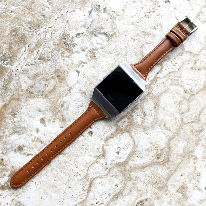 Fitbit Ionic Brown Color Slim Elegant Soft Leather Band Strap Bracelet for Smartwatch Quick Release Adapters in Silver Rose Gold Black
