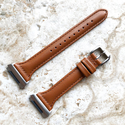 Fitbit Ionic Brown Color Slim Elegant Soft Leather Band Strap Bracelet for Smartwatch Quick Release Adapters in Silver Rose Gold Black