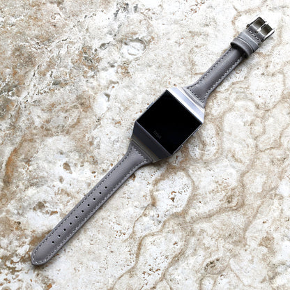 Fitbit Ionic Gray Color Slim Elegant Soft Leather Band Strap Bracelet for Smartwatch Quick Release Adapters in Silver Rose Gold Black