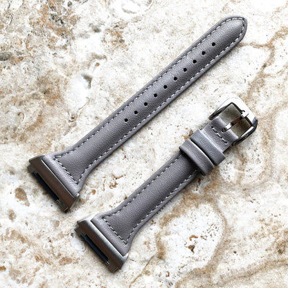 Fitbit Ionic Gray Color Slim Elegant Soft Leather Band Strap Bracelet for Smartwatch Quick Release Adapters in Silver Rose Gold Black