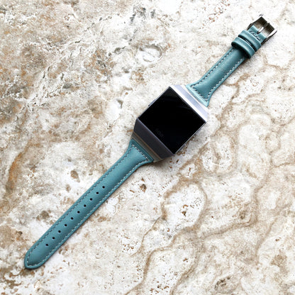 Fitbit Ionic Light Blue Color Slim Elegant Soft Leather Band Strap Bracelet for Smartwatch Quick Release Adapters in Silver Rose Gold Black