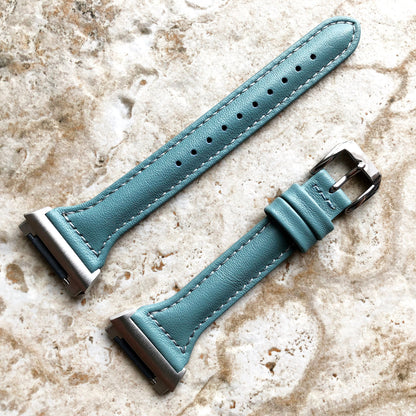 Fitbit Ionic Light Blue Color Slim Elegant Soft Leather Band Strap Bracelet for Smartwatch Quick Release Adapters in Silver Rose Gold Black
