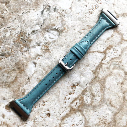 Fitbit Ionic Light Blue Color Slim Elegant Soft Leather Band Strap Bracelet for Smartwatch Quick Release Adapters in Silver Rose Gold Black