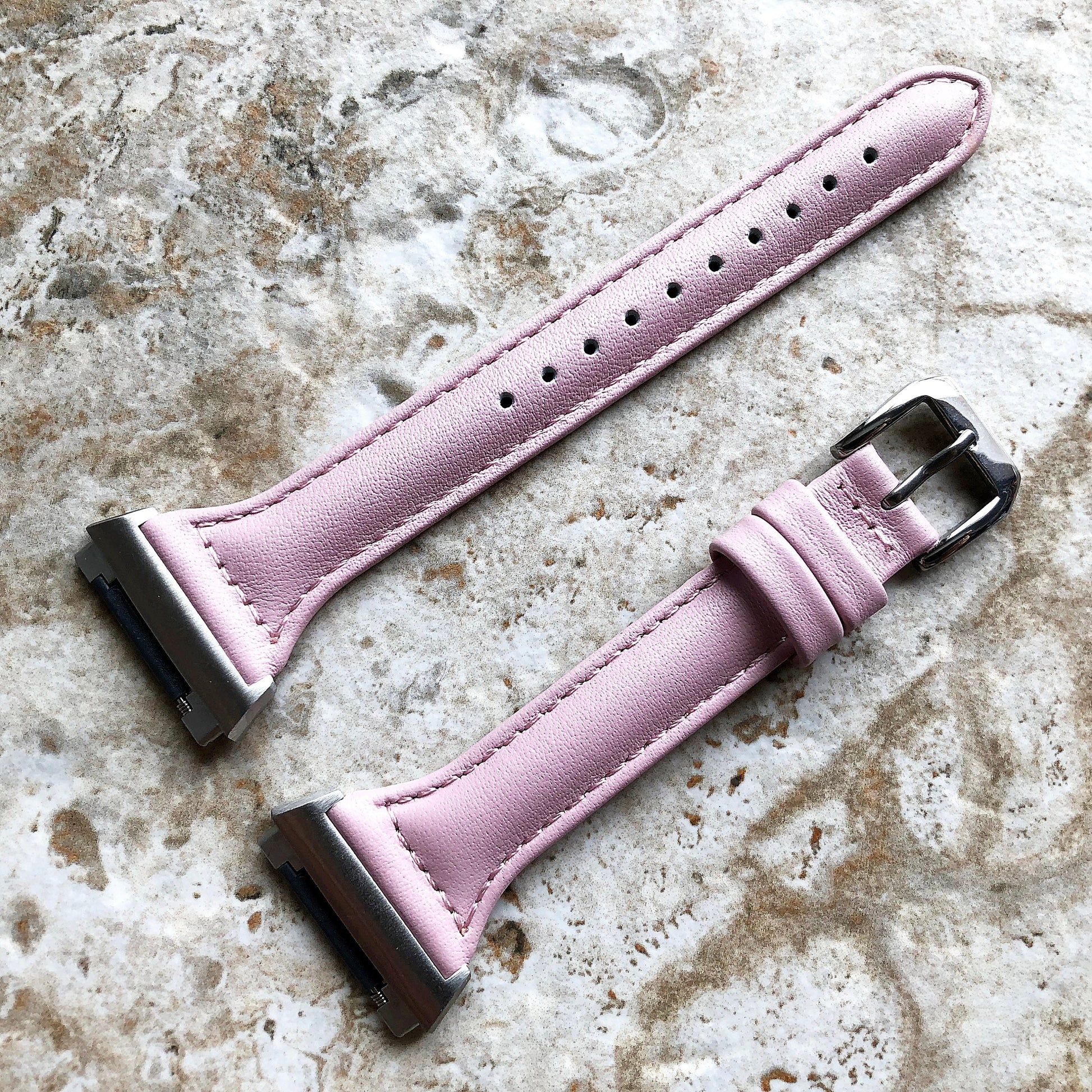 Fitbit Ionic Pink Color Slim Elegant Soft Leather Band Strap Bracelet for Smartwatch Quick Release Adapters in Silver Rose Gold Black