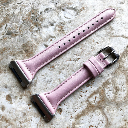 Fitbit Ionic Pink Color Slim Elegant Soft Leather Band Strap Bracelet for Smartwatch Quick Release Adapters in Silver Rose Gold Black