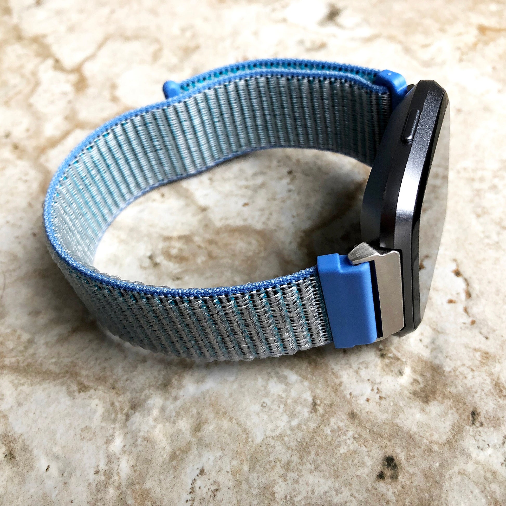 Fitbit Versa 2 3 4 Sense 2 Sports Band Light Blue Loop and Hook Strap Watch Bands Straps Adjustable Quick Adapters Silver Rose Gold Black