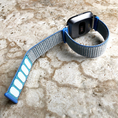 Fitbit Versa 2 3 4 Sense 2 Sports Band Light Blue Loop and Hook Strap Watch Bands Straps Adjustable Quick Adapters Silver Rose Gold Black