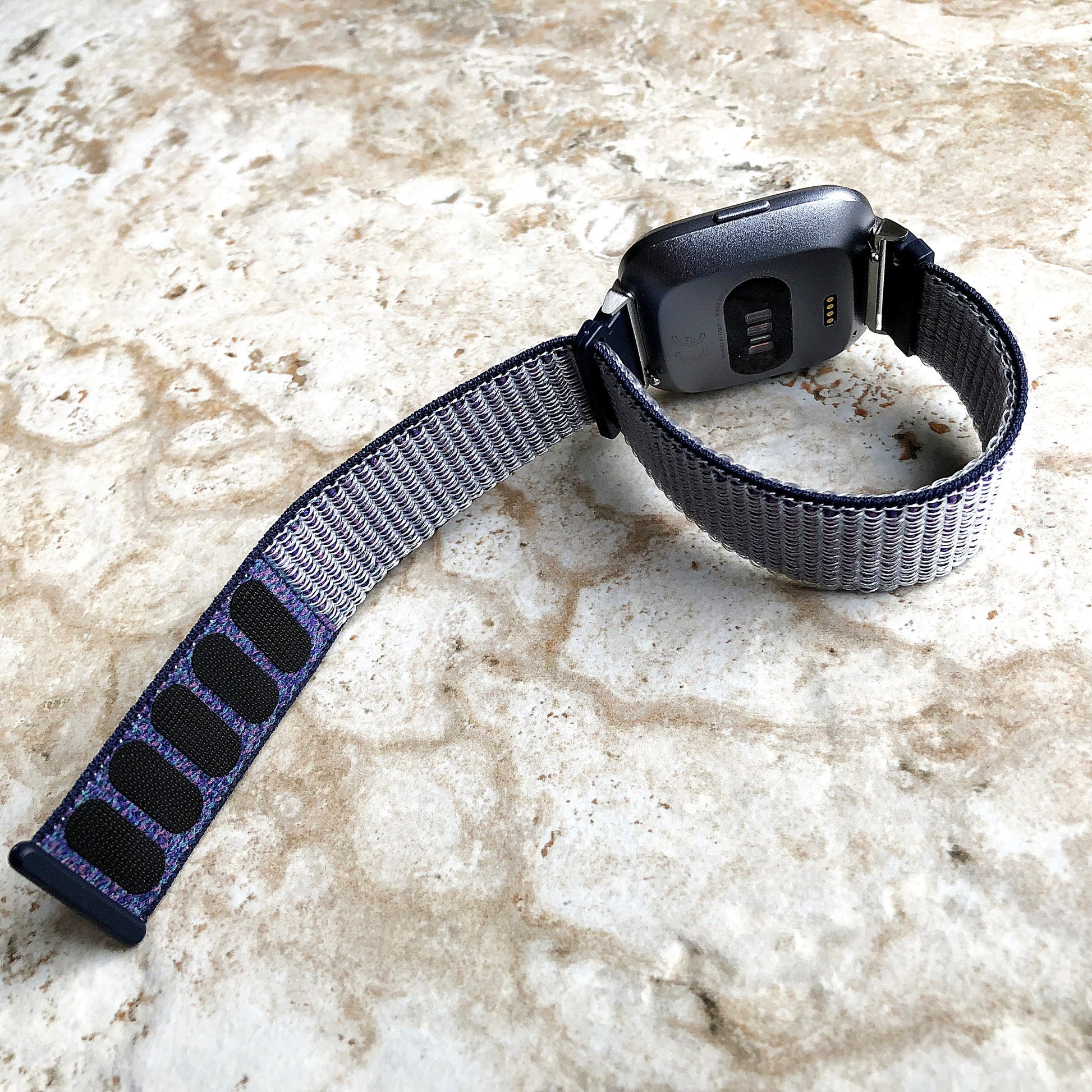 Fitbit Versa 2 3 4 Sense 2 Sports Band Midnight Blue Loop and Hook Watch Bands Straps Adjustable with Quick Adapters Silver Rose Gold Black