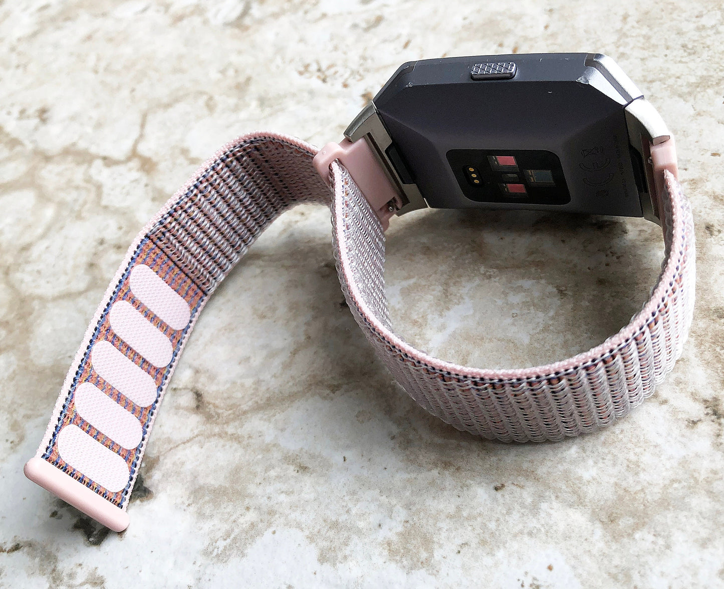 Fitbit Ionic Pink Sand Sports Loop n Hook Band Strap for Watch Band Strap Adjustable with Quick Release Adapters Silver Rose Gold Black