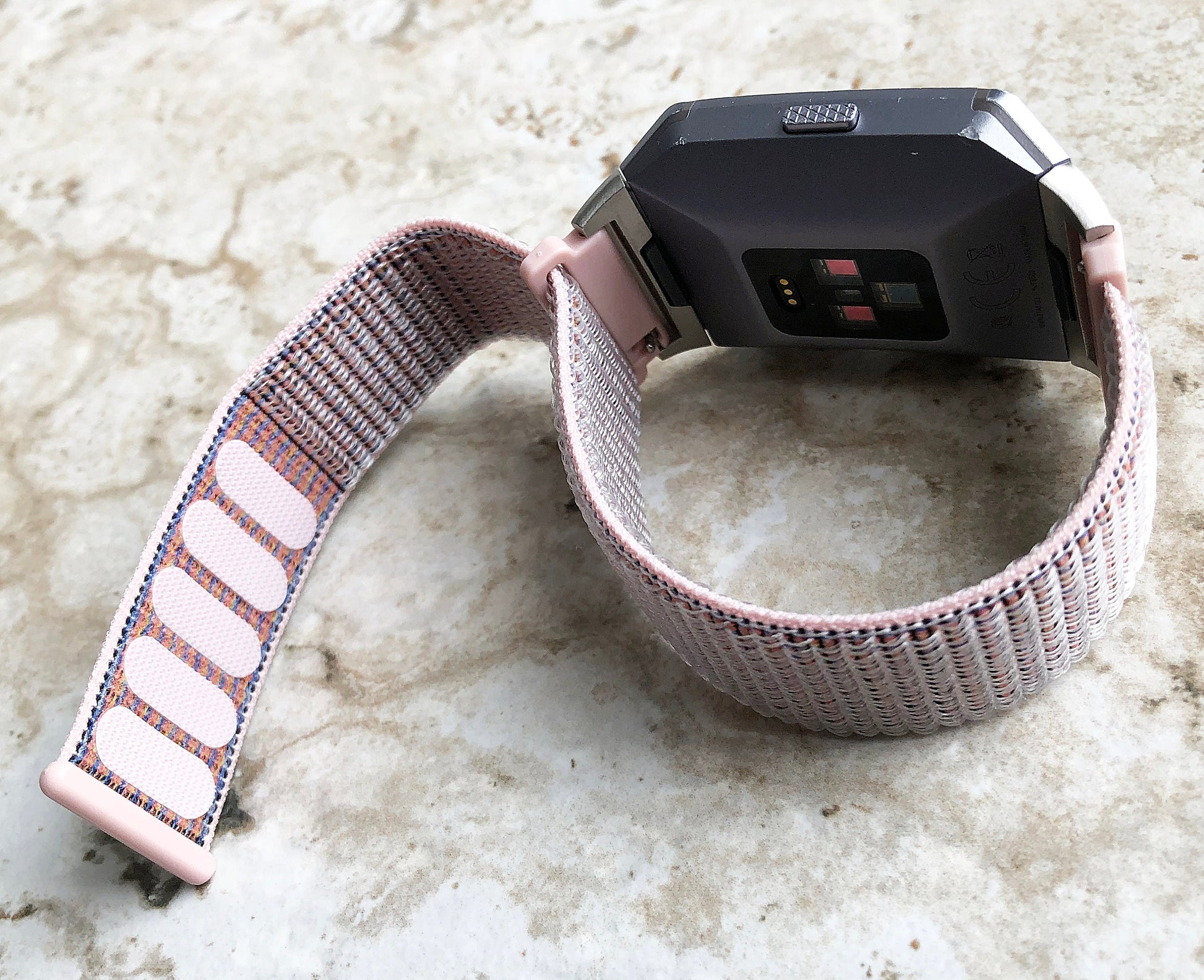 Fitbit Ionic Pink Sand Sports Loop n Hook Band Strap for Watch Band Strap Adjustable with Quick Release Adapters Silver Rose Gold Black