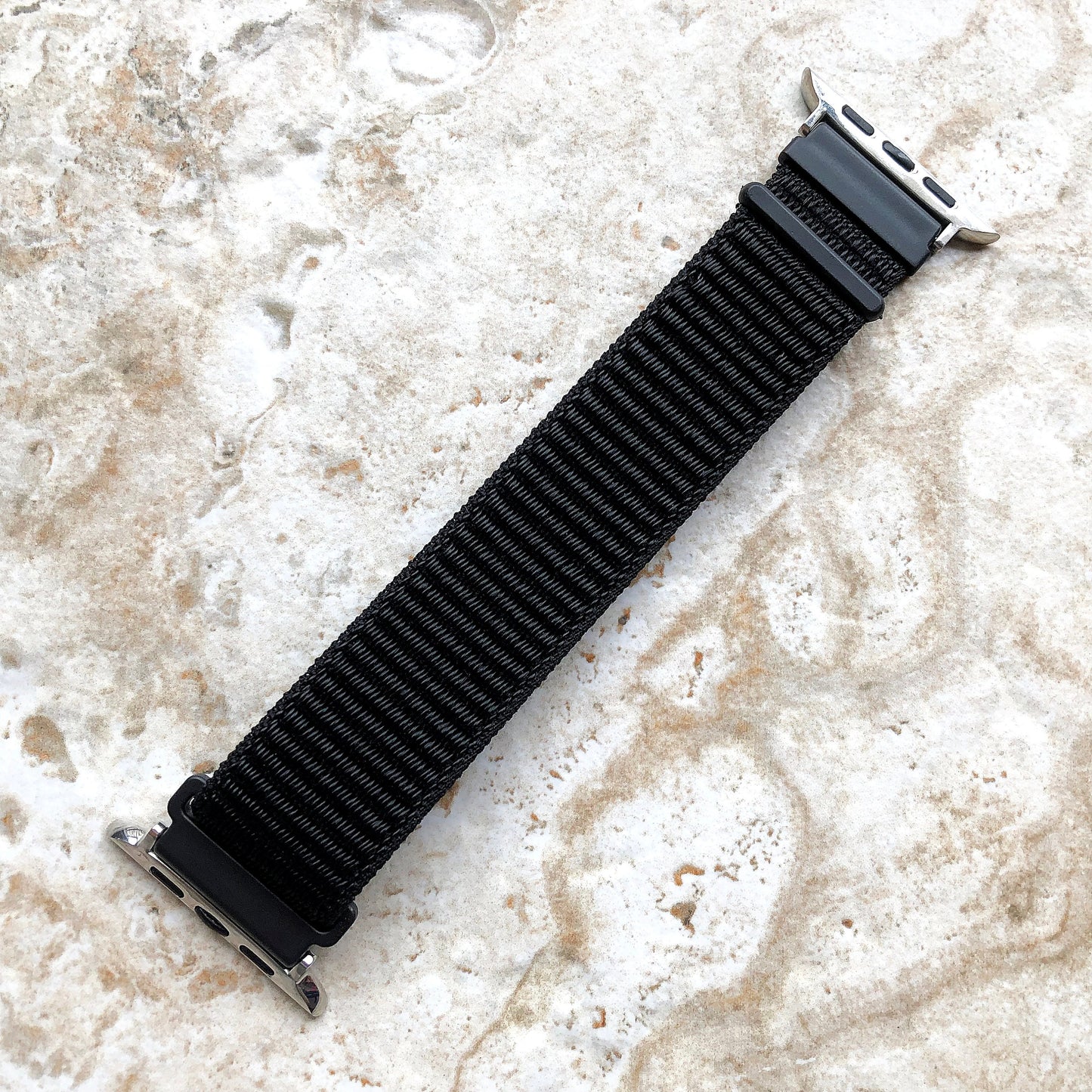 Apple Black Band Loop and Hook for iWatch Ultra 2 49mm and 9 8 Series 41mm 45mm Case Adjustable Sports Strap Bracelet Soft Nylon Weave