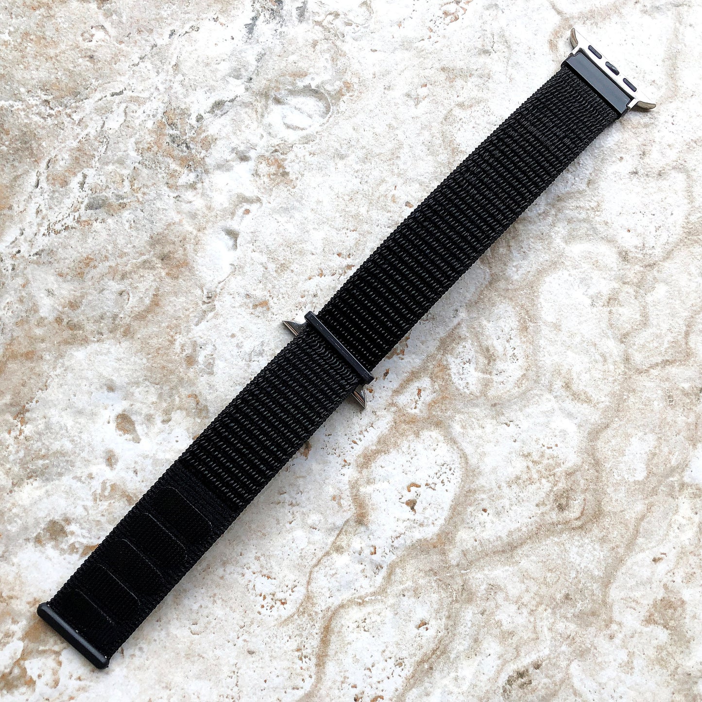 Apple Black Band Loop and Hook for iWatch Ultra 2 49mm and 9 8 Series 41mm 45mm Case Adjustable Sports Strap Bracelet Soft Nylon Weave
