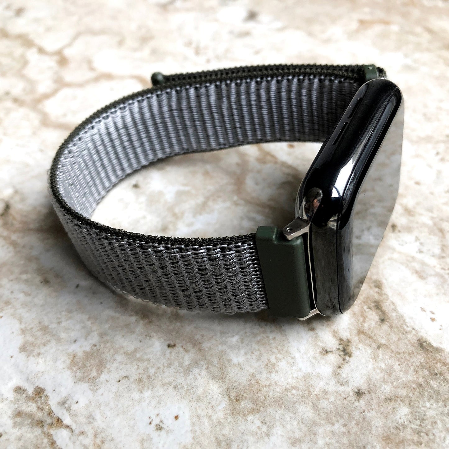 Apple Watch Green Olive Band Loop Hook for iWatch All Series 38mm 40mm 41mm 42mm 44mm 45mm 49mm Sports Adjustable Strap Soft Nylon Weave