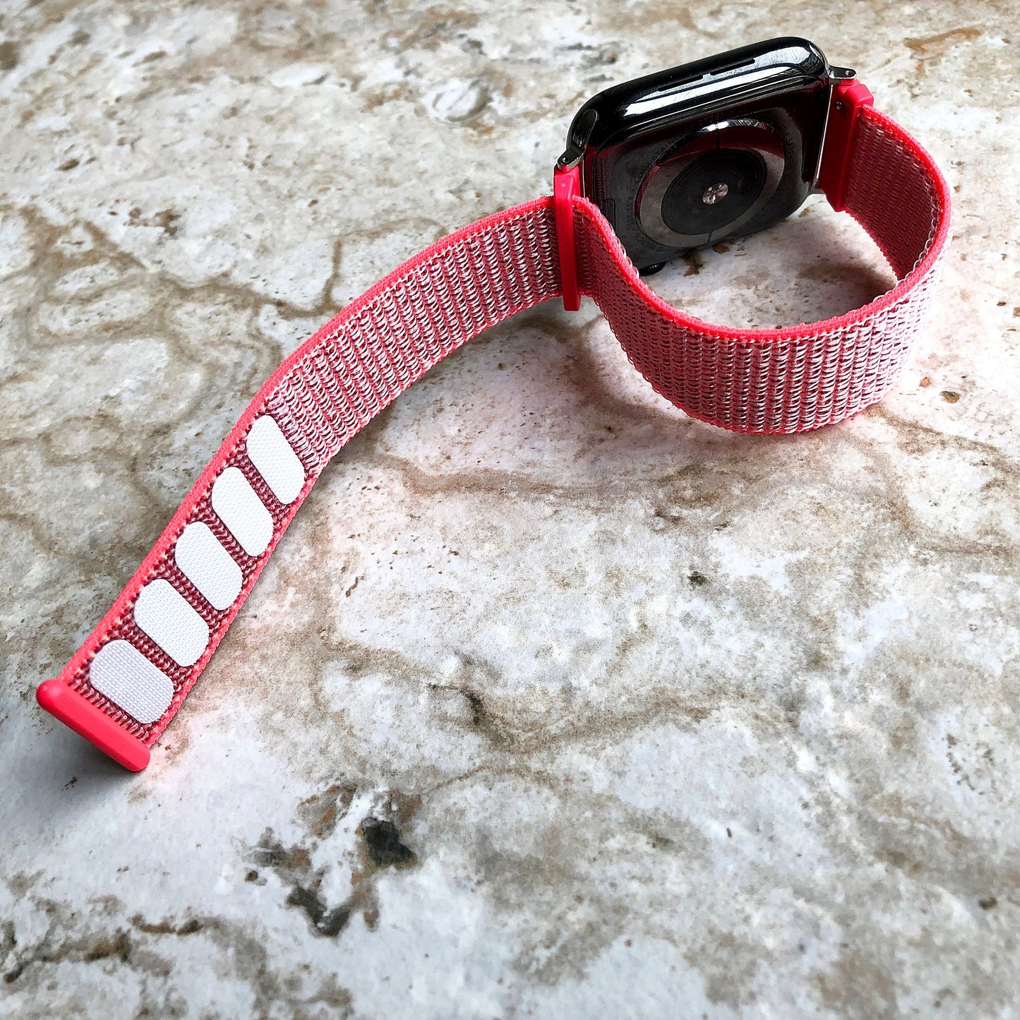 Apple Hot Pink Band Loop and Hook for iWatch Ultra 2 9 8 7 SE 6 5 4 3 2 1 Series 38mm 40 41 42mm 44mm 45mm 49mm Sport Strap Soft Nylon Weave