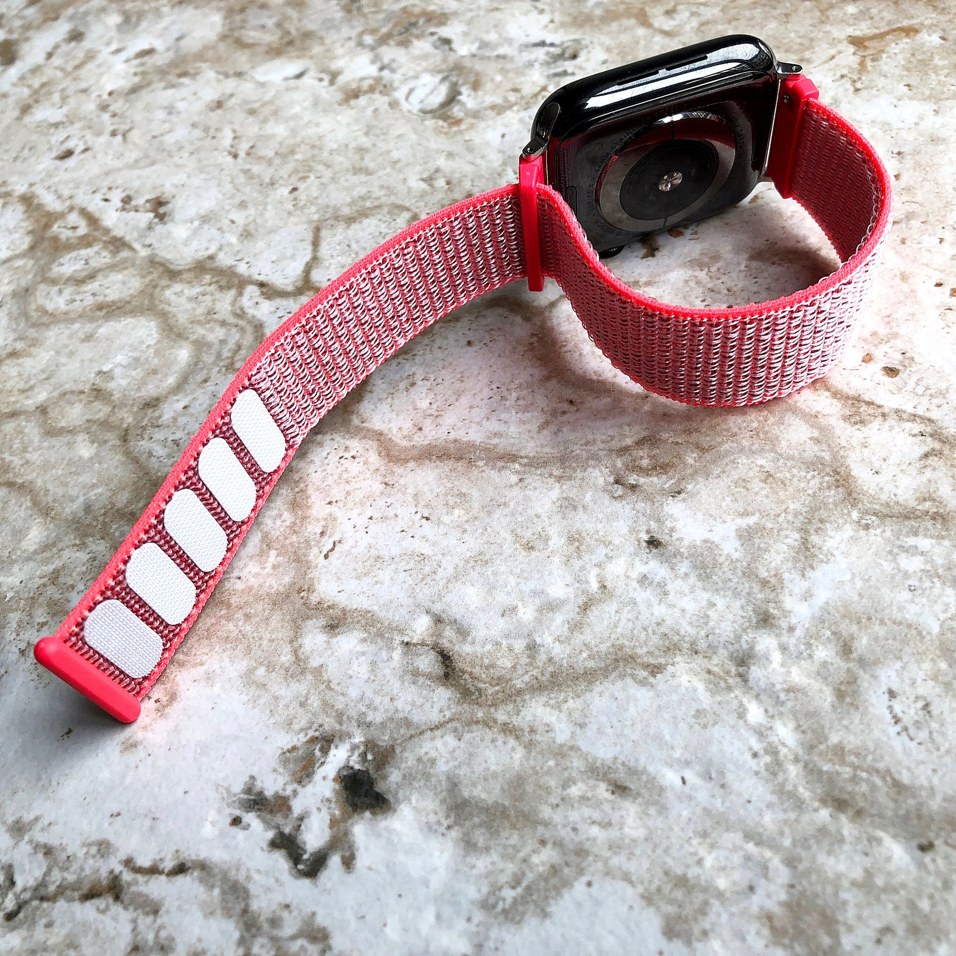 Apple Hot Pink Band Loop and Hook for iWatch Ultra 2 9 8 7 SE 6 5 4 3 2 1 Series 38mm 40 41 42mm 44mm 45mm 49mm Sport Strap Soft Nylon Weave
