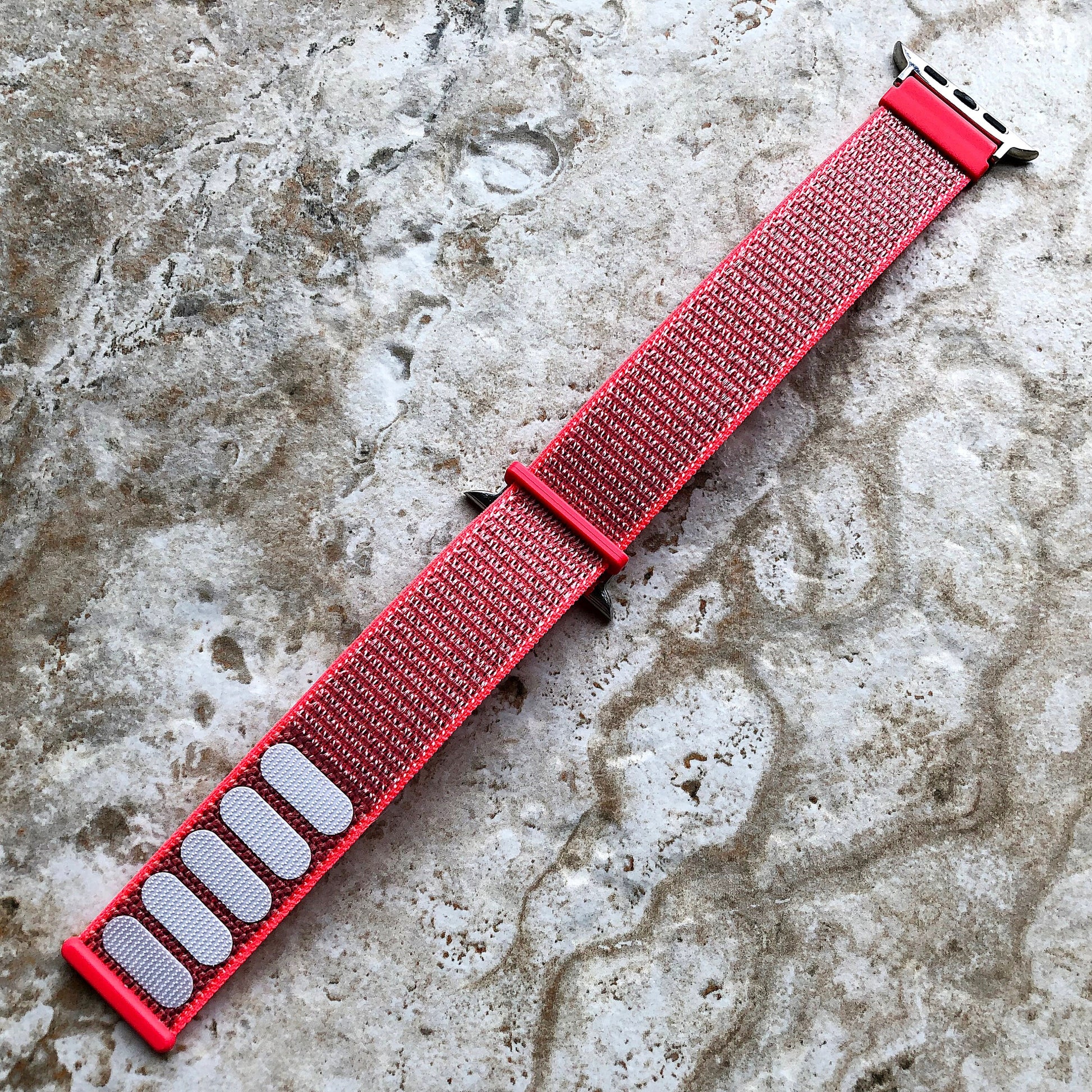 Apple Hot Pink Band Loop and Hook for iWatch Ultra 2 9 8 7 SE 6 5 4 3 2 1 Series 38mm 40 41 42mm 44mm 45mm 49mm Sport Strap Soft Nylon Weave