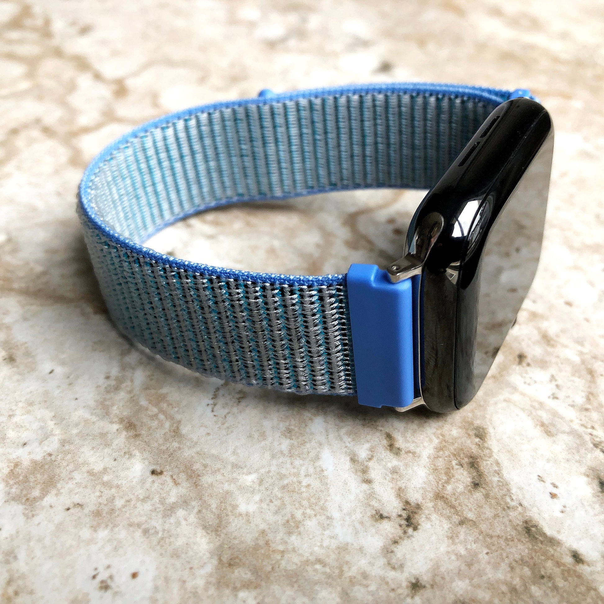 Apple Light Blue Band Loop and Hook for iWatch Ultra 2 49mm and 9 8 Series 41mm 45mm Case Adjustable Sports Strap Soft Nylon Weave