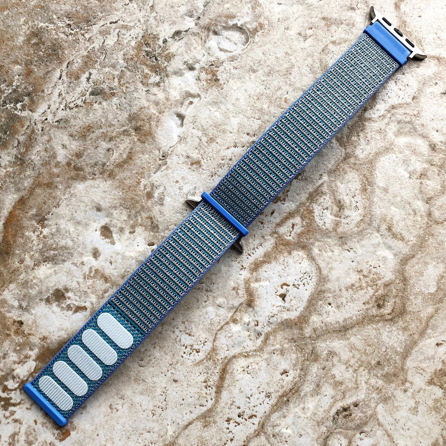 Apple Light Blue Band Loop and Hook for iWatch Ultra 2 49mm and 9 8 Series 41mm 45mm Case Adjustable Sports Strap Soft Nylon Weave