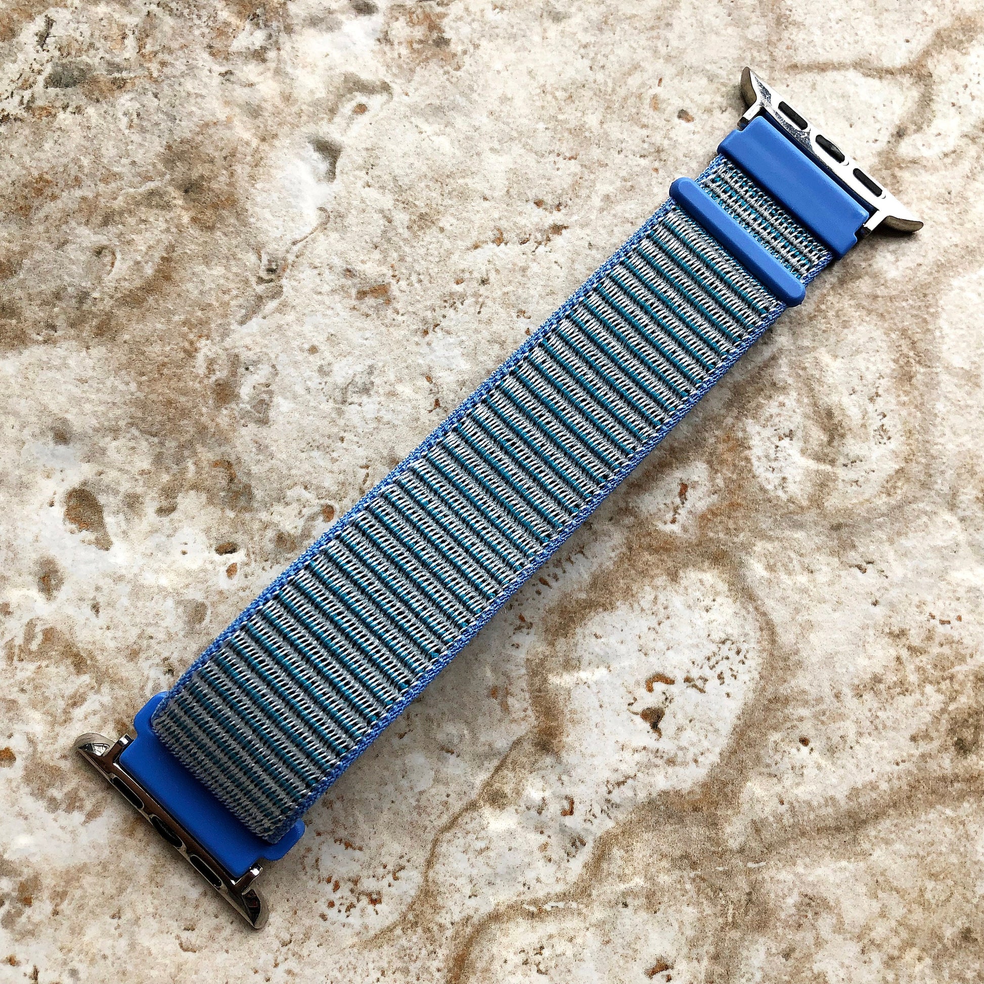 Apple Light Blue Band Loop and Hook for iWatch Ultra 2 49mm and 9 8 Series 41mm 45mm Case Adjustable Sports Strap Soft Nylon Weave