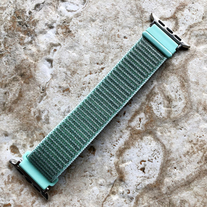Apple Marine Green Band Loop and Hook for iWatch Ultra 2 49mm and 9 8 Series 41mm 45mm Case Adjustable Sport Strap Soft Nylon Weave