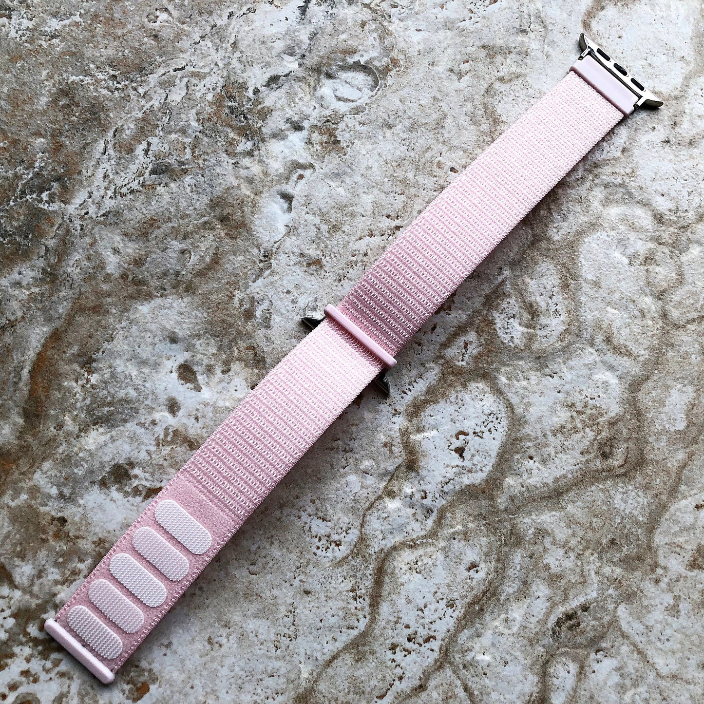 Apple Watch Pearl Pink Band Loop and Hook for iWatch Ultra 2 49mm and 9 8 Series 41mm 45mm Case Sports Adjustable Strap Soft Nylon Weave