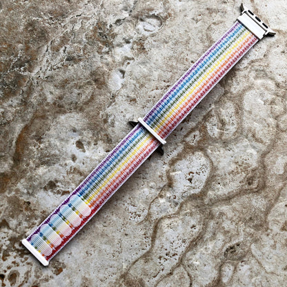 Apple Rainbow Band Loop and Hook for iWatch Ultra 2 49mm and 9 8 Series 41mm 45mm Case Adjustable Sports Strap Soft Nylon Weave Bracelet