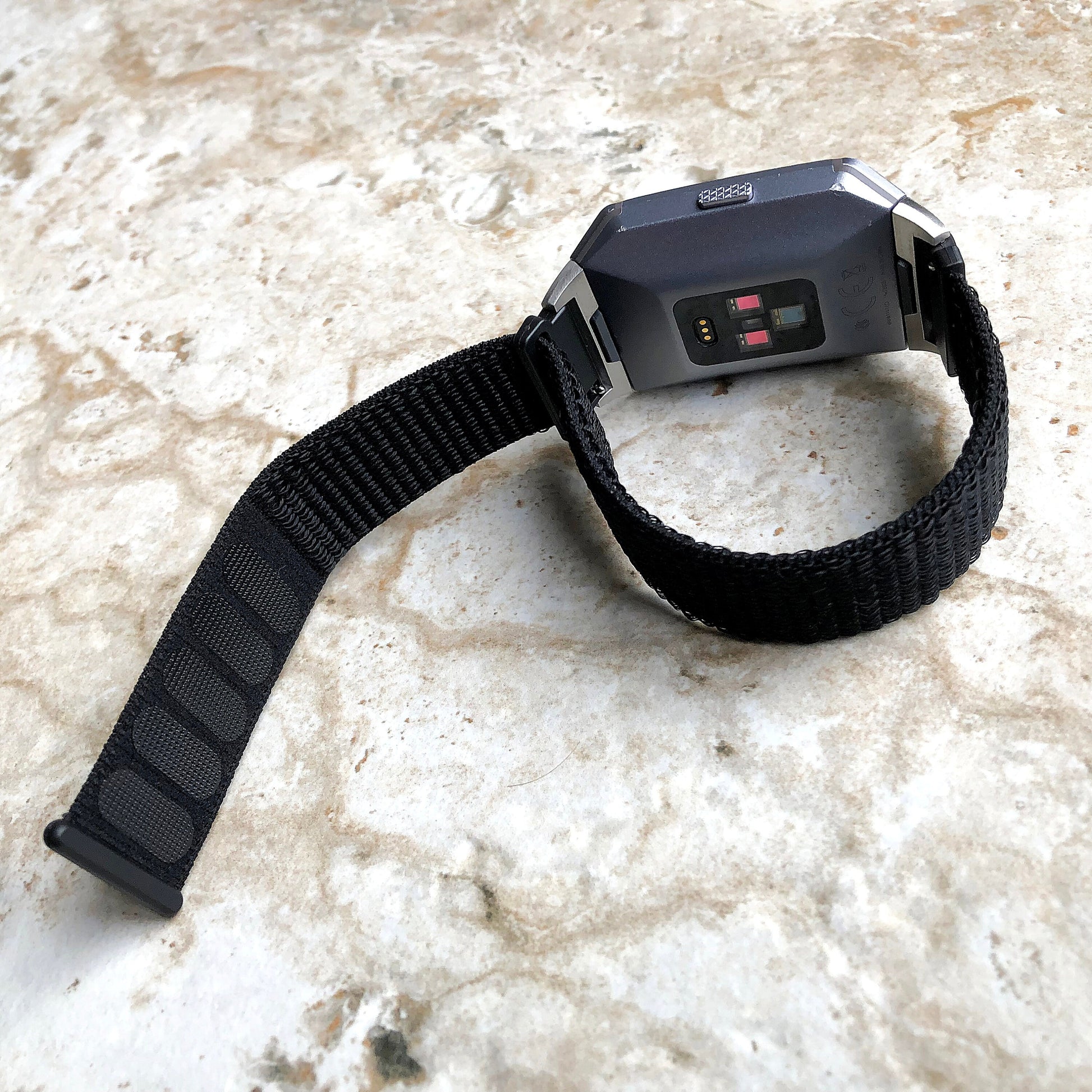 Fitbit Ionic Black Sports Loop n Hook Band Strap for Watch Band Strap Adjustable with Quick Release Adapters Silver Rose Gold Black