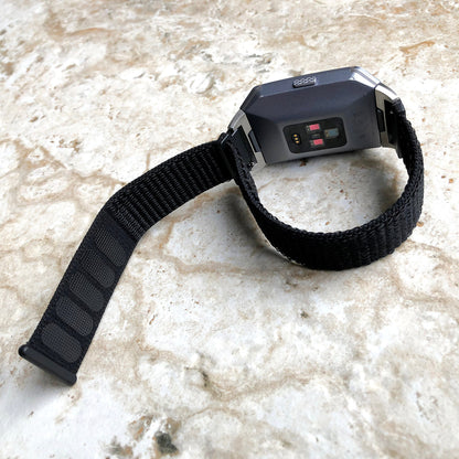 Fitbit Ionic Black Sports Loop n Hook Band Strap for Watch Band Strap Adjustable with Quick Release Adapters Silver Rose Gold Black