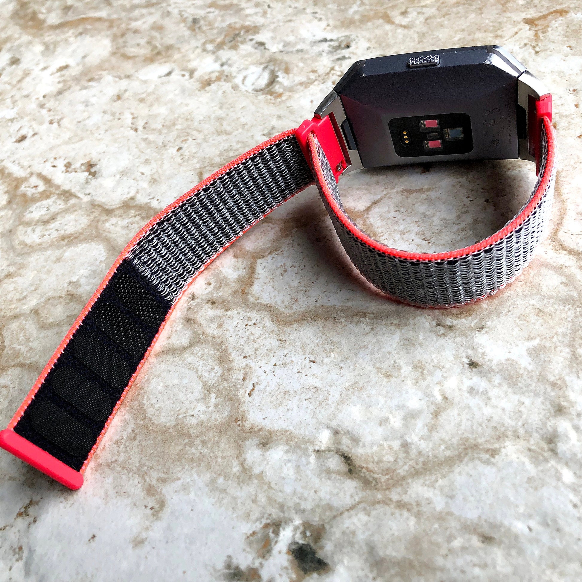 Fitbit Ionic Electric Pink Sports Loop n Hook Band Strap for Watch Band Strap Adjustable with Quick Release Adapters Silver Rose Gold Black