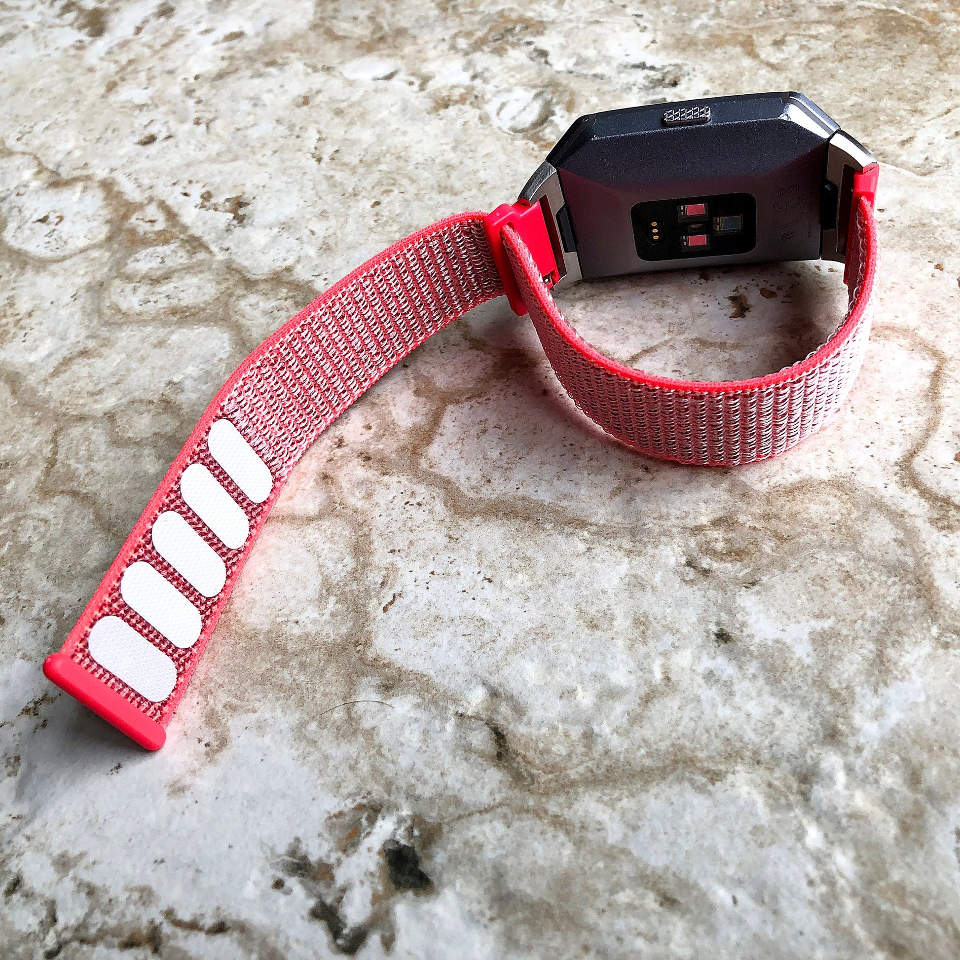 Fitbit Ionic Hot Pink Sports Loop n Hook Band Strap for Watch Band Strap Adjustable with Quick Release Adapters Silver Rose Gold Black