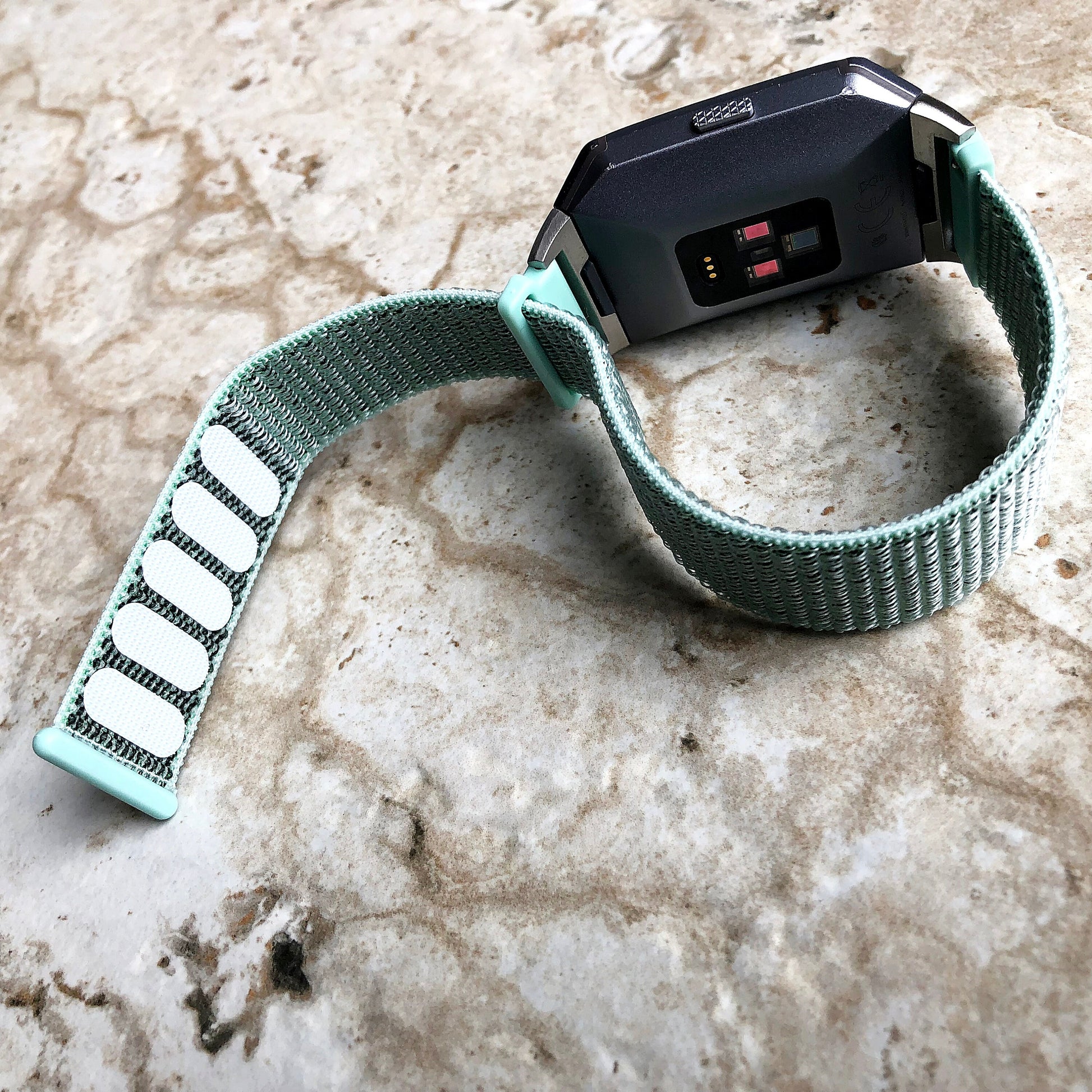 Fitbit Ionic Marine Green Sports Loop n Hook Band Strap for Watch Band Strap Adjustable with Quick Release Adapters Silver Rose Gold Black