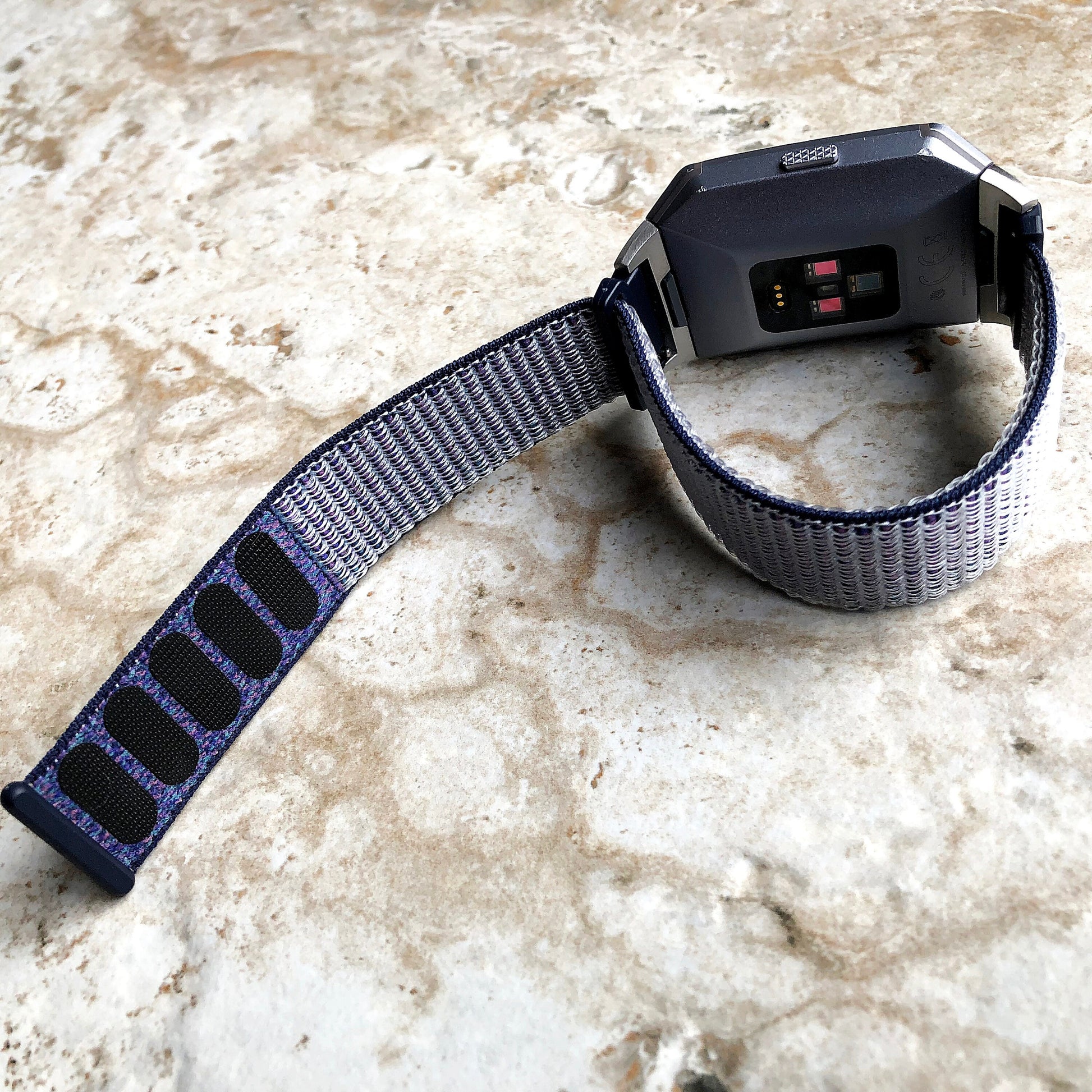 Fitbit Ionic Midnight Blue Sports Loop n Hook Band Strap for Watch Band Strap Adjustable with Quick Release Adapters Silver Rose Gold Black