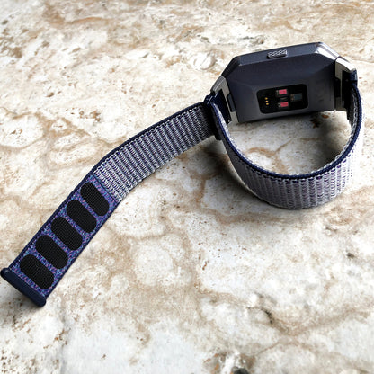 Fitbit Ionic Midnight Blue Sports Loop n Hook Band Strap for Watch Band Strap Adjustable with Quick Release Adapters Silver Rose Gold Black