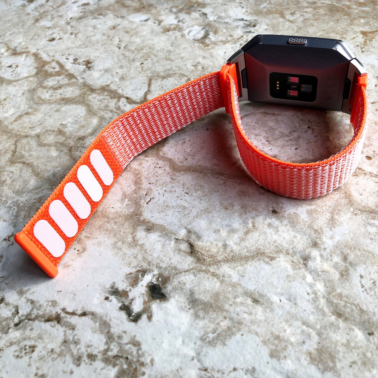 Fitbit Ionic Spicy Orange Sports Loop n Hook Band Strap for Watch Band Strap Adjustable with Quick Release Adapters Silver Rose Gold Black