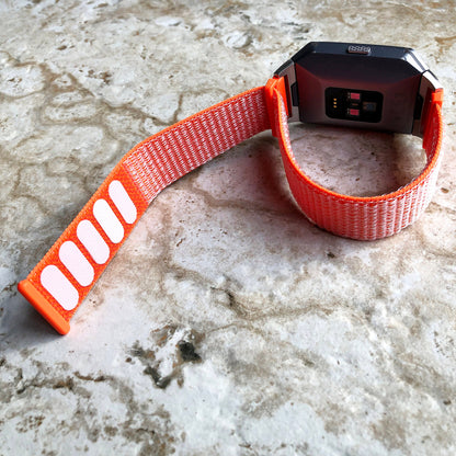 Fitbit Ionic Spicy Orange Sports Loop n Hook Band Strap for Watch Band Strap Adjustable with Quick Release Adapters Silver Rose Gold Black