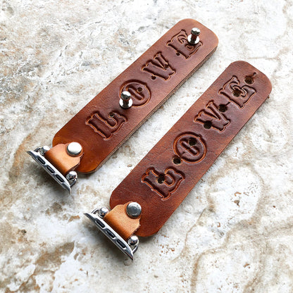Apple Love Brown Band Adjustable for iWatch Ultra 2 9 8 7 SE 6 5 4 3 2 1 Case 38mm 40mm 41mm 42mm 44mm 45mm Bracelet Leather Strap Cuff