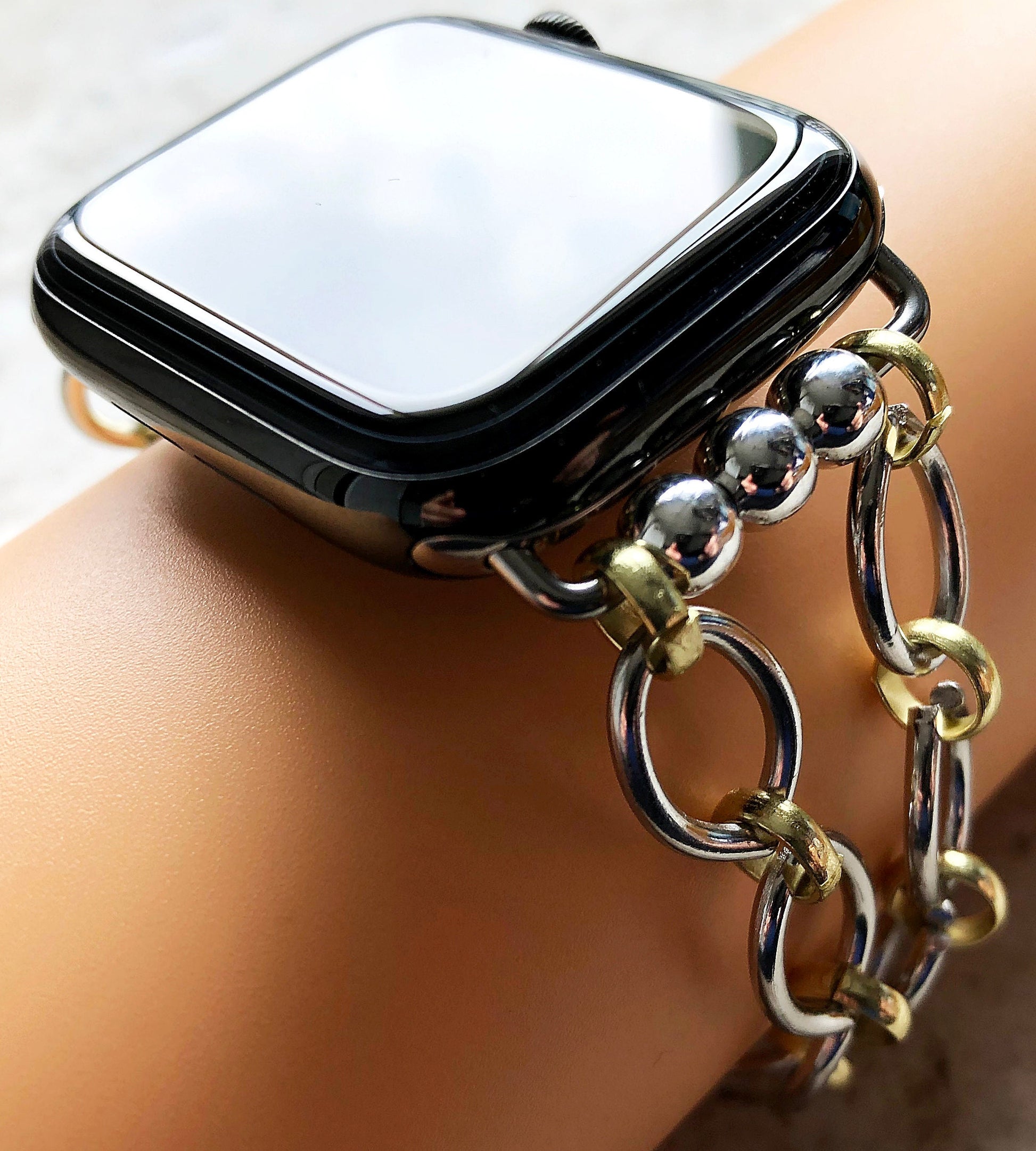 Apple Watch Ultra 2 9 8 7 SE 6 5 4 3 2 1 Bracelet for iWatch 38mm 40 41mm 42mm 44mm 45mm 49mm Ellipses and Circles Gold & Silver Color Band