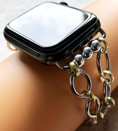 Apple Watch Ultra 2 9 8 7 SE 6 5 4 3 2 1 Bracelet for iWatch 38mm 40 41mm 42mm 44mm 45mm 49mm Ellipses and Circles Gold & Silver Color Band