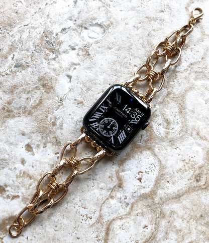 Apple Watch Braided Bracelet Gold Color Chain Links Band Compatible with iWatch 38mm 40mm 41mm 42mm 44mm 45mm 49mm Handmade Custom Jewelry