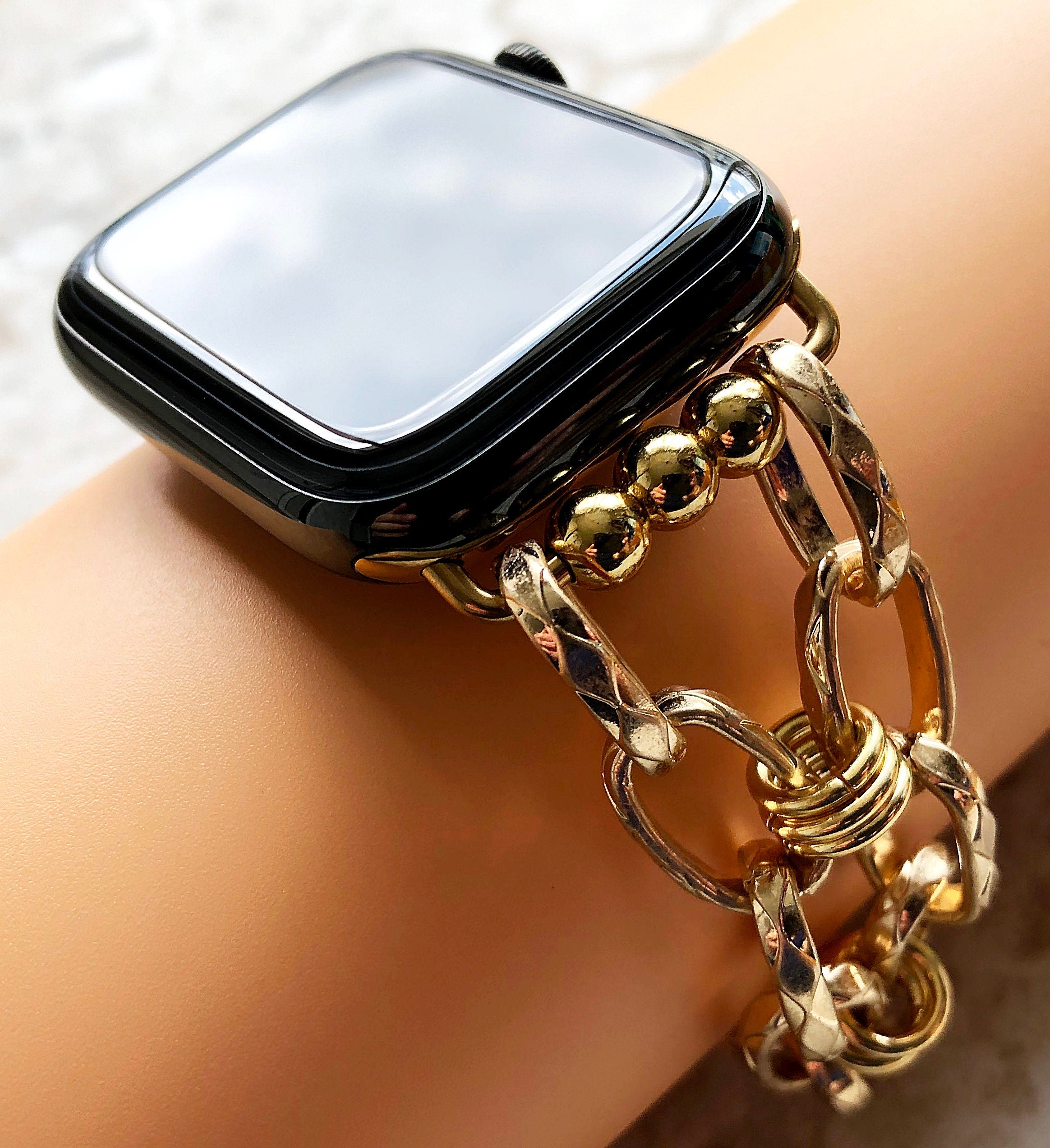 Apple Watch Ultra 2 and 9 8 Series Braided Gold Color Bracelet for iWatch 41mm 45mm 49mm Case Handmade Fashion Jewelry Band Strap