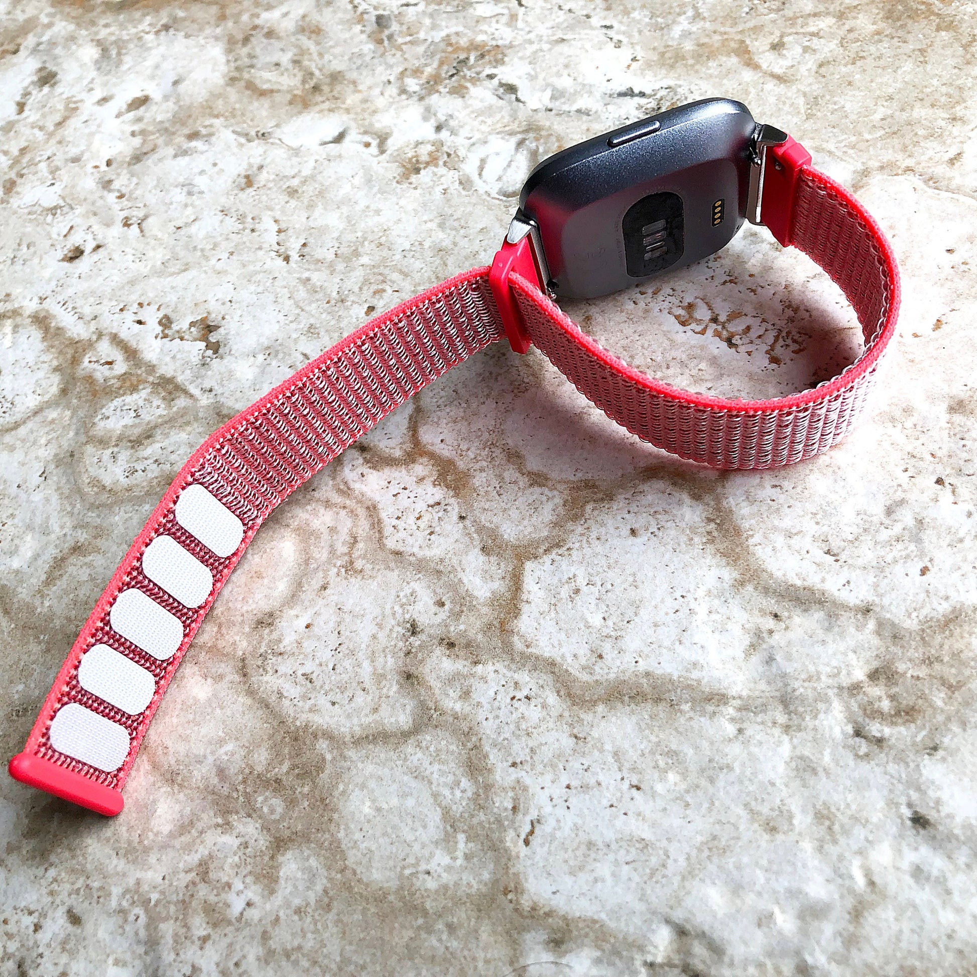 Fitbit Versa 2 3 4 Sense 2 Sports Band Hot Pink Loop and Hook Strap Watch Bands Straps Adjustable with Quick Adapters Silver Rose Gold Black