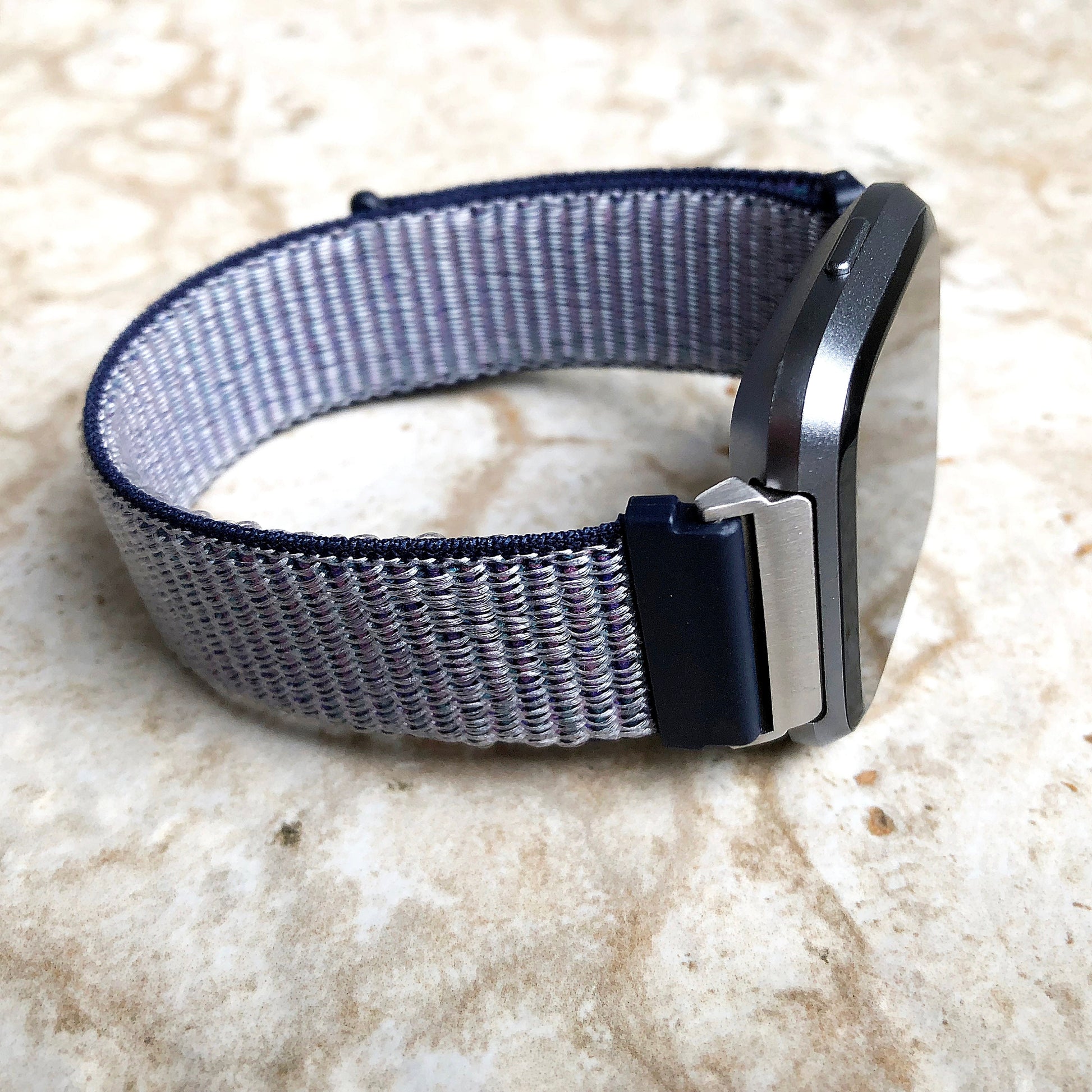 Fitbit Versa 2 3 4 Sense 2 Sports Band Midnight Blue Loop and Hook Watch Bands Straps Adjustable with Quick Adapters Silver Rose Gold Black