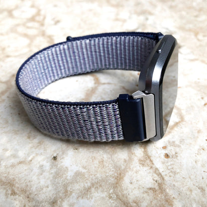 Fitbit Versa 2 3 4 Sense 2 Sports Band Midnight Blue Loop and Hook Watch Bands Straps Adjustable with Quick Adapters Silver Rose Gold Black